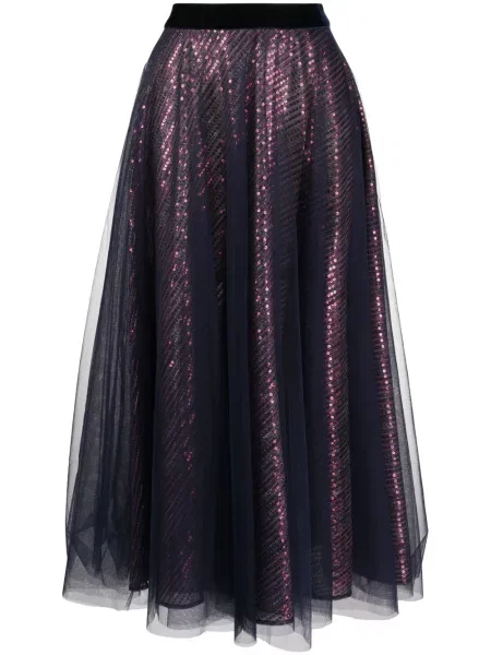 Fustă midi Talbot Runhof până la genunchi violet