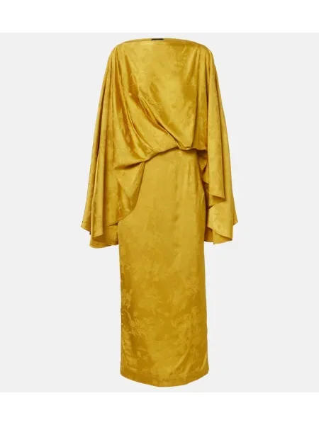 Sukienka midi Taller Marmo żakardowa do kolan garniturowa żółta