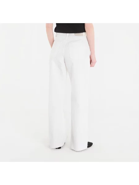 Blugi Calvin Klein Jeans The Wide Leg Raw Hem Chalk White 28 alb