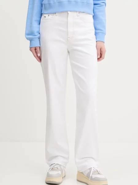 Tommy Jeans blugi high waist alb