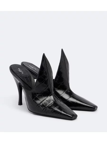 Papuci tip mules Alaïa din piele negru