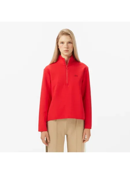 Lacoste Bluza Half Zip Regular Fit czerwona