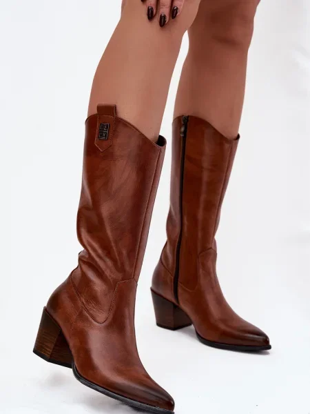 Usnjene škornji Zazoo črna