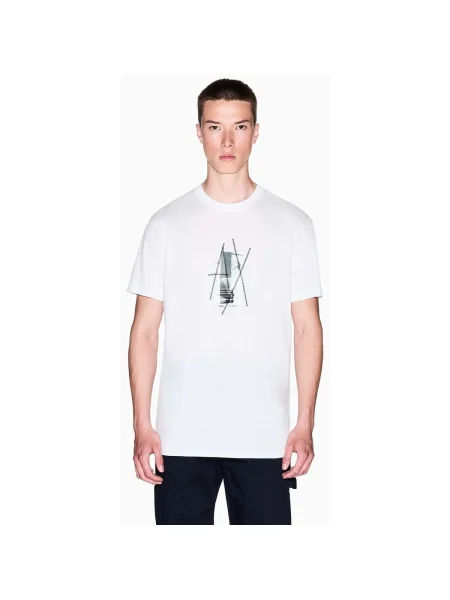 Armani Exchange tricou din cu imprimeu alb