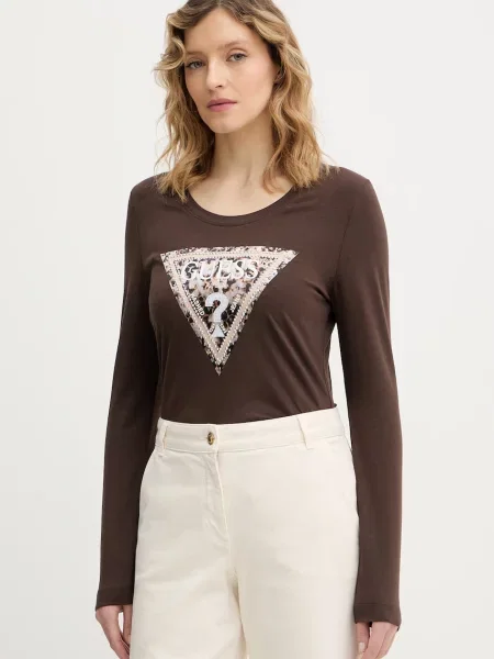 Guess longsleeve LEO brązowy