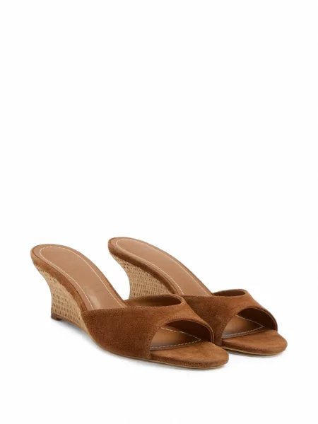 Papuci tip mules Staud cu pană maro