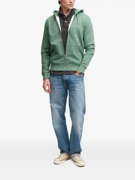Hanorac cu glugă Superdry cu autograf verde