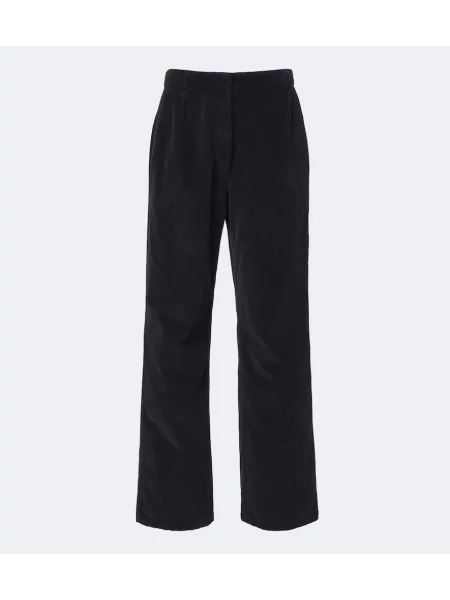 Pantaloni The Row de catifea cord negru