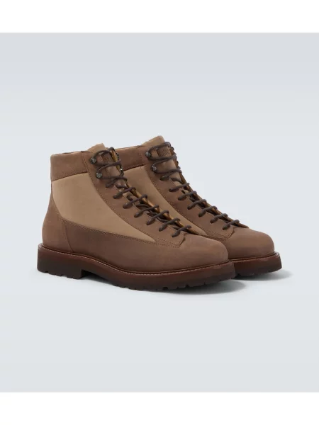 Botine Brunello Cucinelli din piele de căprioară maro