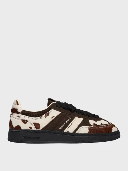 Замшевые кроссовки Tommy Jeans с принтом коричневые