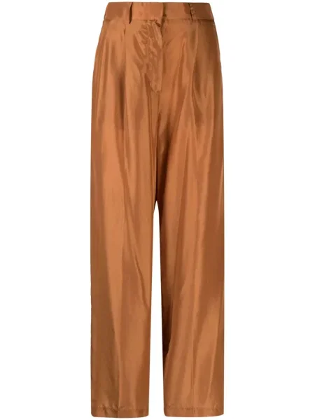 Pantaloni Forte_forte de mătase maro
