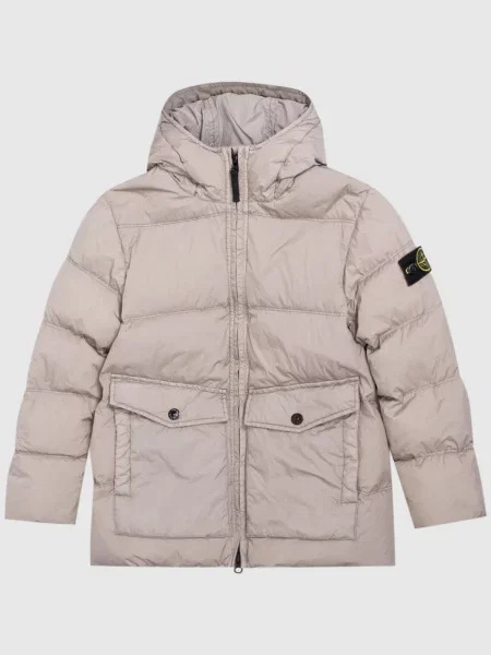 Дитячий пуховик з патчем логотипа Stone Island сірий