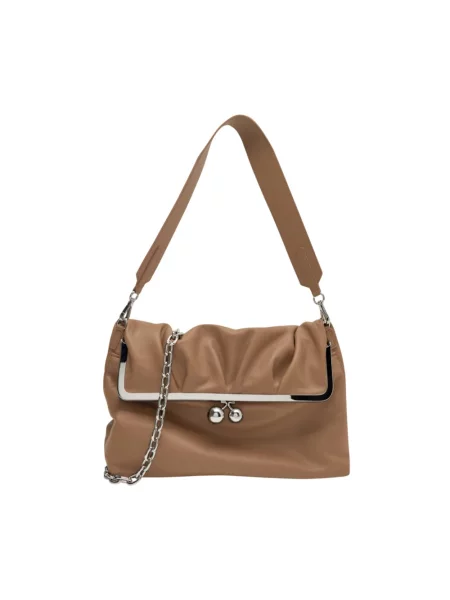 Torebka skórzana Weekend Max Mara brązowa