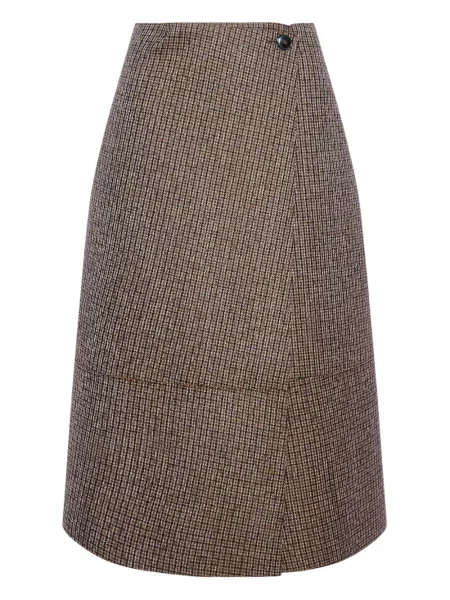 Spódnica skórzana Yves Salomon do kolan kopertowa brązowa