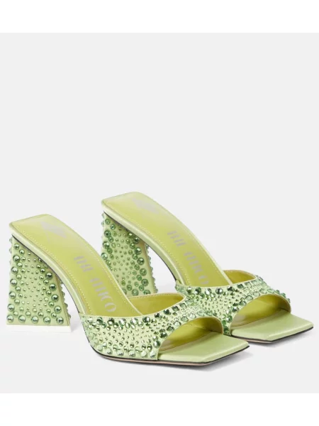 Papuci tip mules The Attico din satin verde
