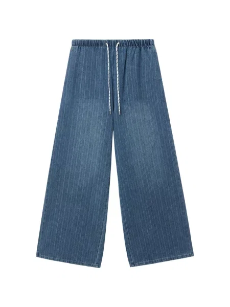 Șnur de strângere dungat subțire pantaloni B+ab albastru