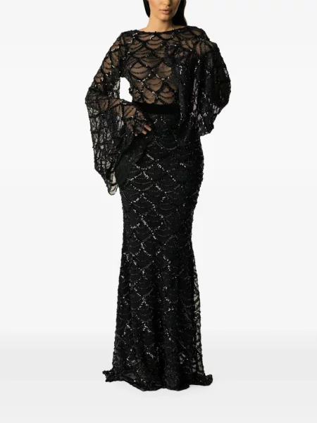 Rochie maxi Miau By Clara Rotescu cu paiete negru