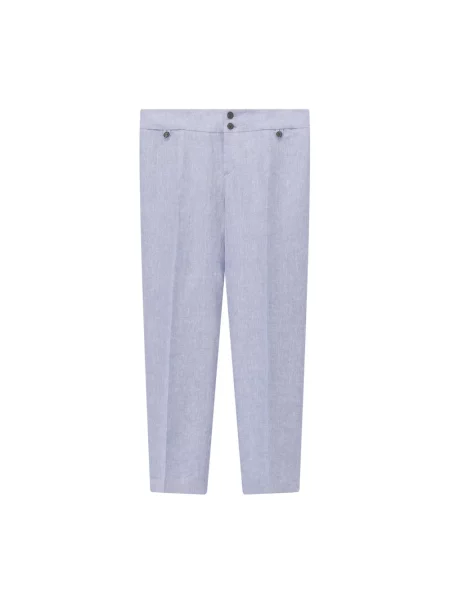 Lniane spodnie Etro niebieskie
