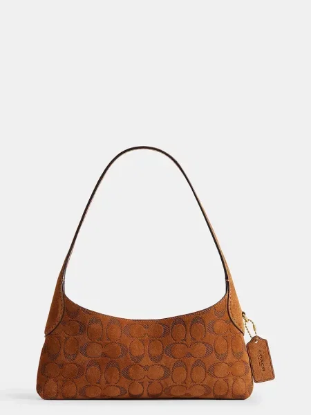 Coach torebka hobo zamszowa Brooklyn Shoulder Bag 26 brązowa