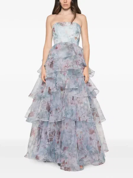 Rochie maxi Aje cu model floral cu imagine albastru