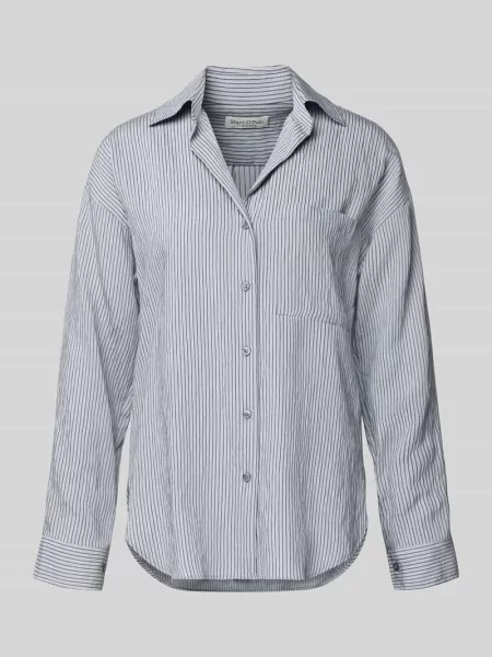 Bluzka z długim rękawem o kroju regular fit z mieszanki Marc O'polo niebieska