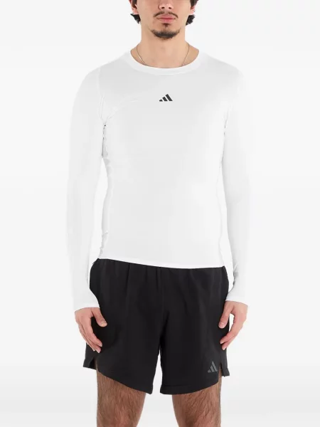 Lung tricou Adidas cu glugă cu dungi negru