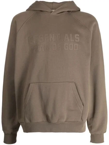 Hanorac cu glugă Fear Of God Essentials cu imagine maro