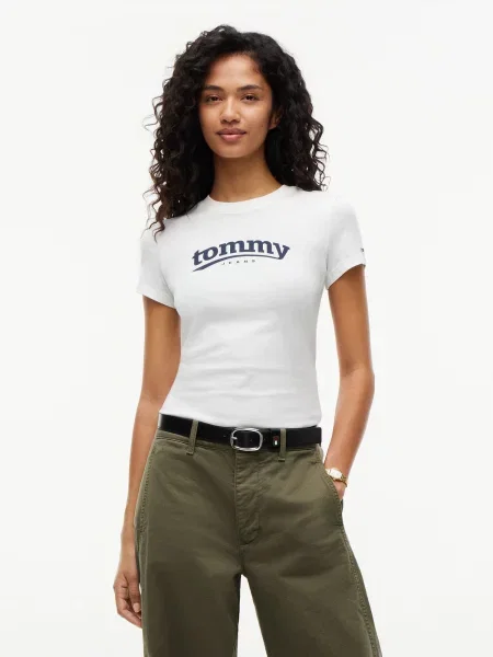Tommy Jeans Tričko ESS námornícka modrá biela