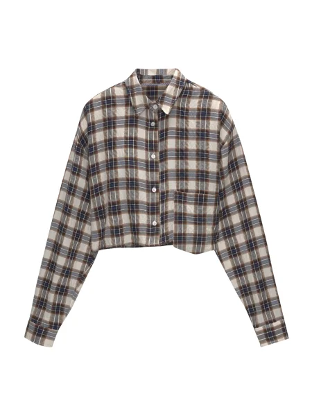 Pull&Bear Bluză albastru fumuriu / albastru închis / maro / murdar alb