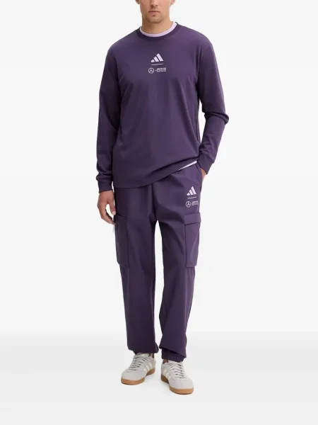 Pantaloni Adidas cu glugă cu dungi alergare negru