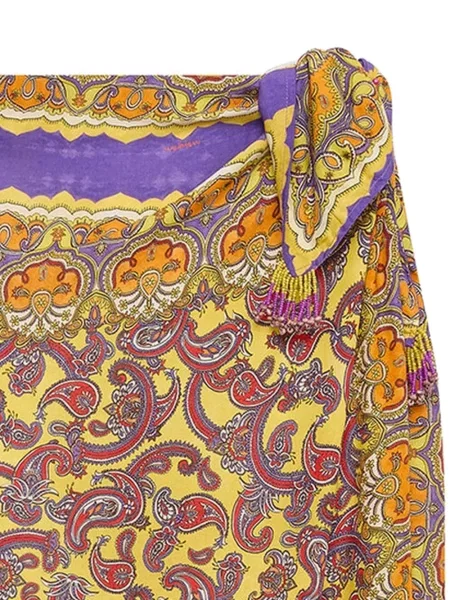 Fustă midi Maliparmi cu imagine cu model paisley galben