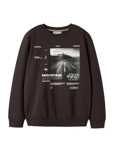 NAME IT Μπλούζα φούτερ NKMOBUSTER σοκολατί / μαύρο λευκό