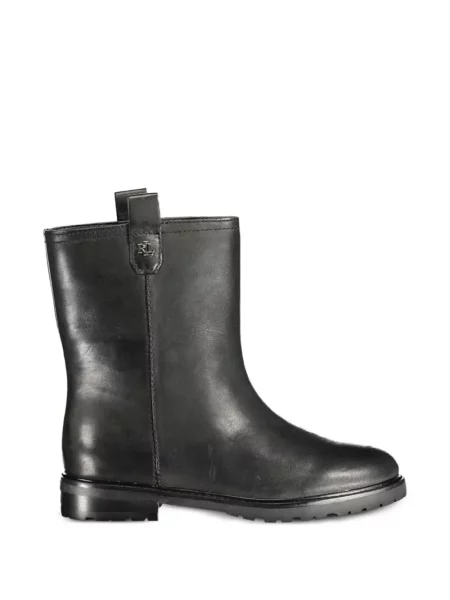 Bőr bokacsizma Lauren Ralph Lauren autogrammal fekete