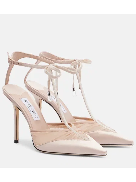 Pantofi cu toc Jimmy Choo din satin roz