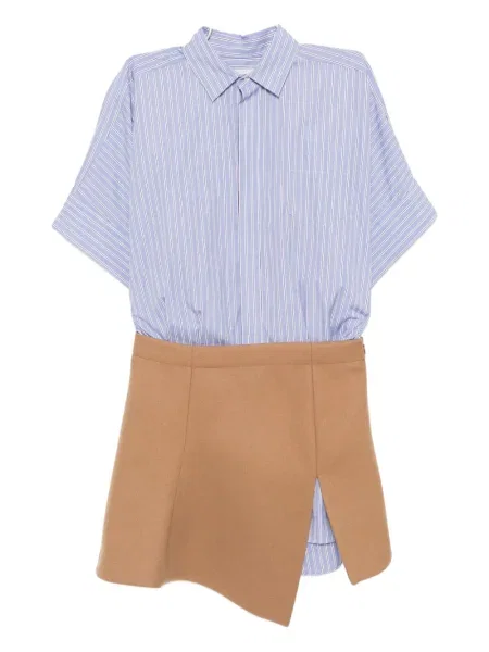 Sukienka koszulowa Sacai asymetryczna niebieska