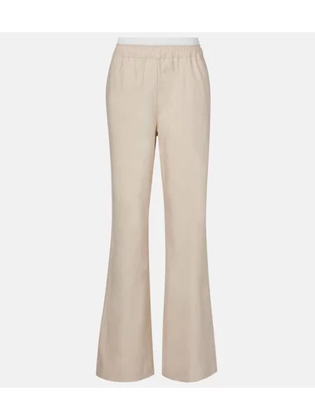Lniane szerokie spodnie Simkhai beżowe