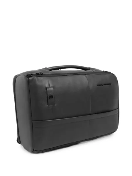 Rucsac Piquadro din piele cu autograf negru