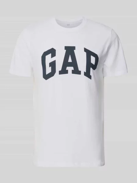 T-shirt z logo i okrągłym dekoltem Gap biała