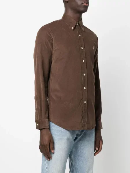 Polo majica Polo Ralph Lauren s V-izrezom smeđa