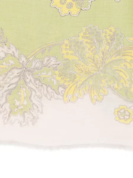 Fular La Doublej cu model floral cu imagine verde