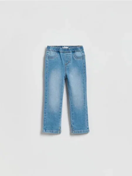 Reserved Джинси прямого крою з розрізами внизу синій