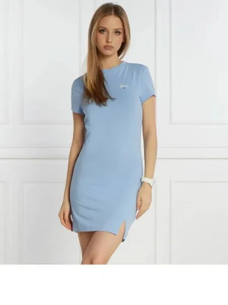Tommy Jeans Rochie SCRIPT SS albastru