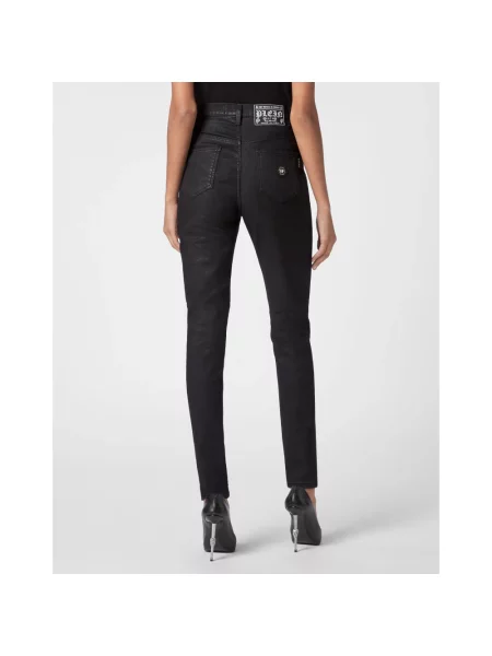 Jeansy Philipp Plein z wysoką talią czarne