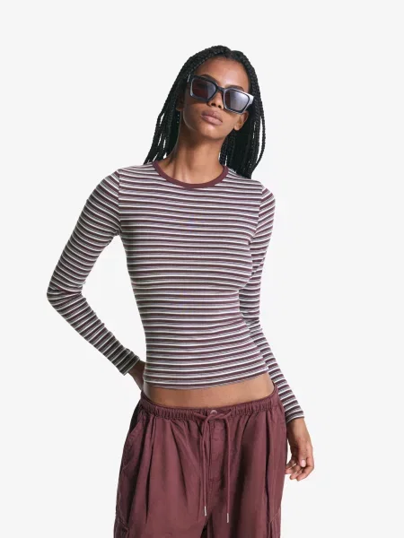 Bershka Koszulka Z Długim Rękawem Kobieta Xl bordowy