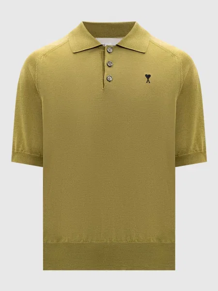 Шерстяное поло Ami Paris зеленое