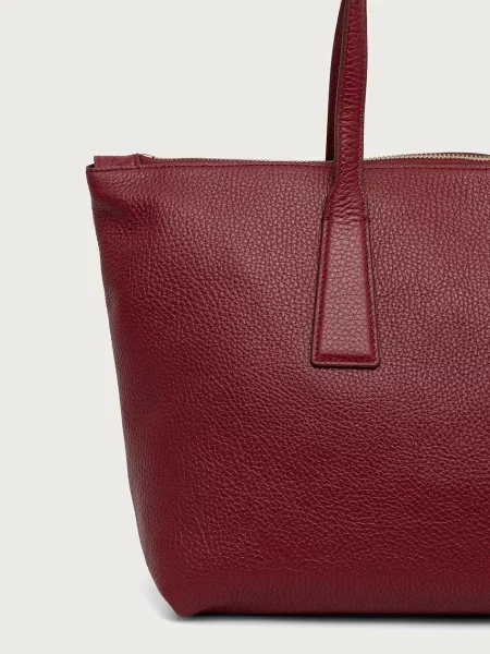 Bőr shopper táska Furla piros