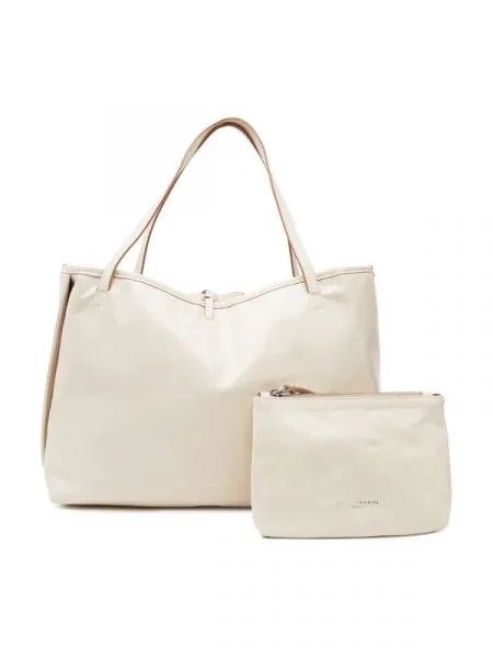GIANNI CHIARINI De piele geantă shopper cu două fețe + borsetă bej