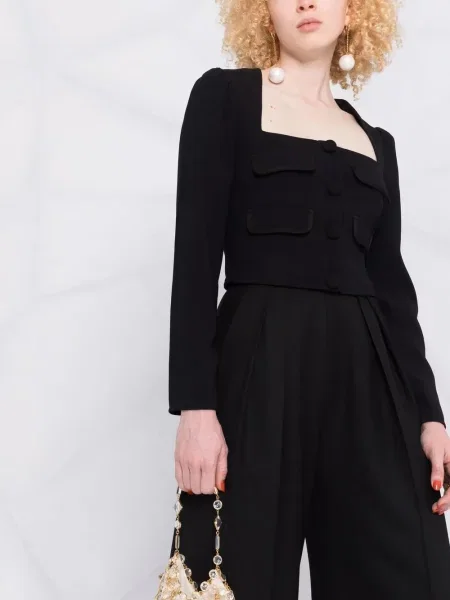 Top Self-portrait din crep negru