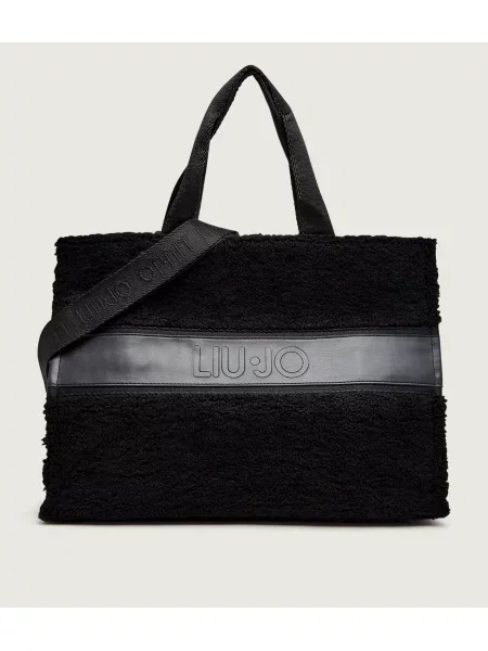 Geantă shopper Liu Jo din piele de oaie negru