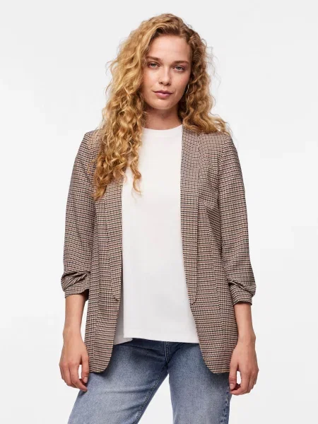 PIECES Sacou BOSS maro deschis / negru / alb bej